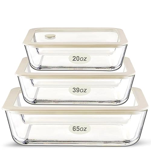 Glass Meal Prep Containers with Lids (White Sand-SQ)