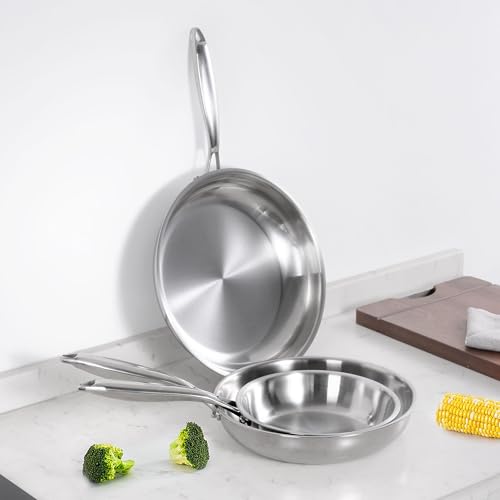 Tri ply Stainless Steel Pans Set (Frying Pan / 8+10" Pan)