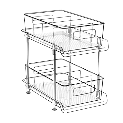 2 Tier Bathroom Storage With Dividers (Clear-1Pcs)