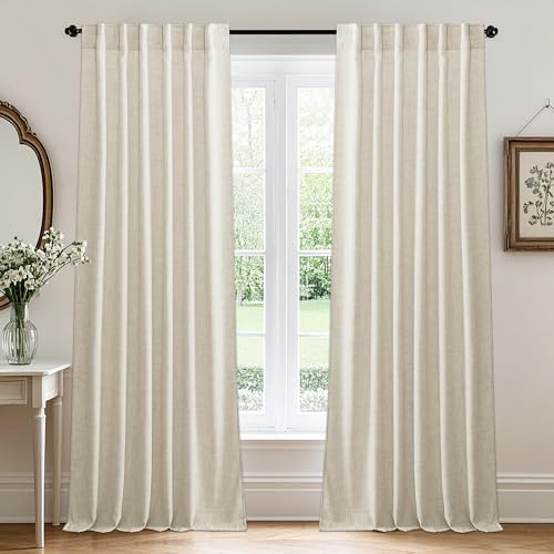 Light Filtering Linen Sheer Curtains 72 inch Long for Farmhouse (Z - Cream / 52"W x 72"L (Pack of 2))