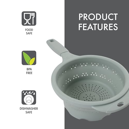 8" Collapsible Silicone Strainer in Sage (Sage / 7.2 Capacity)