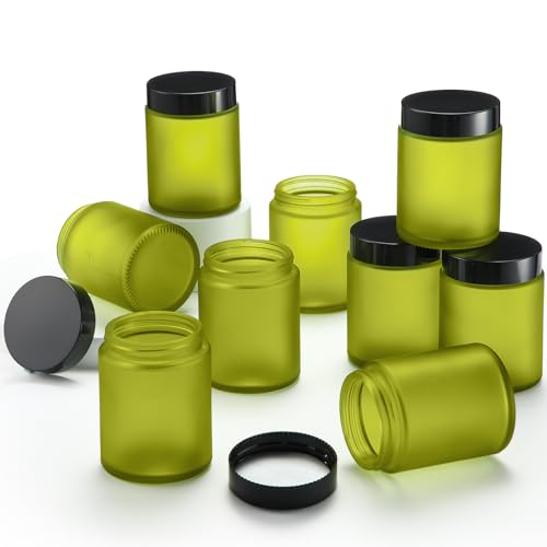 24 Pcs Bulk 6oz Glass Jars with Lids Leakproof Round Airtight Empty Cosmetic Jars with Inner Liners Lid for Storing Lotions Spices Ointments Food Storage (Green)