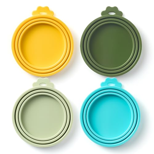 4 Pack Universal Pet Food Can Covers Lids (Aurora Greens / 4 Piece Set)