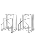 2 Pack Pot Lid Organizer Cutting Board Holder Inside Cabinet 304 Stainless Steel Pots and Pan Organizer Under Cabinet Pot Cover Cookie Sheet Bakeware Serving Tray Cooling Rack Stand Kitchen Countertop (2 Packs Silver)