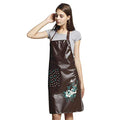 PU Kitchen Oil and Waterproof Aprons for Women with Pocket for Cooking Washing (Coffee)