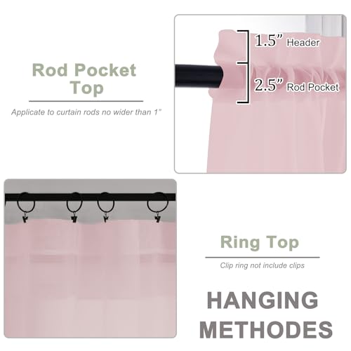 Blush Sheer Curtains 120 Inches Long 2 Panels Set (Blush / 59"W x 120"L (Pack of 2))