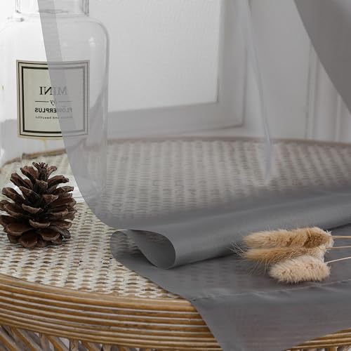 Extra Long Sheer Curtain Panels 96 Inches (Charcoal Grey / 42"W x 96"L (Pack of 2))