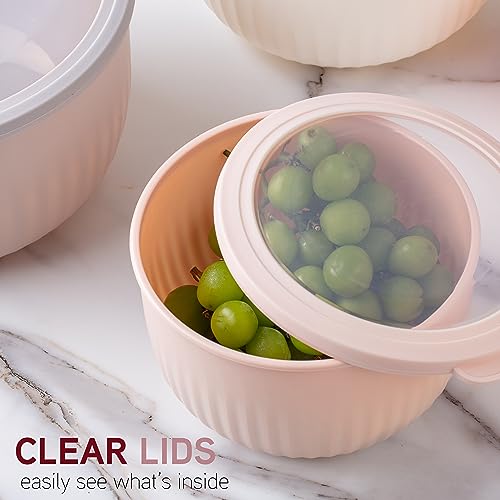Prep Bowls with Lids (Grey/Pink / 12 Piece Set - Deep Bowls)