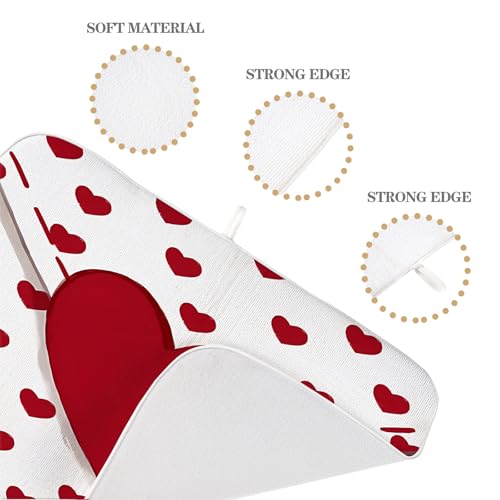 Valentines Dish Drying Mat 18x24 Inch Red Hearts Dish Drainer Protector Pad for Kitchen Counter Absorbent Holiday Love Drying Pad for Drainer Rack Kitchen Fast Dry (Red Hearts-2 / 18" x 24")