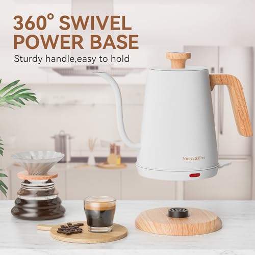 Electric Gooseneck Kettle with Thermometer (WHITE)