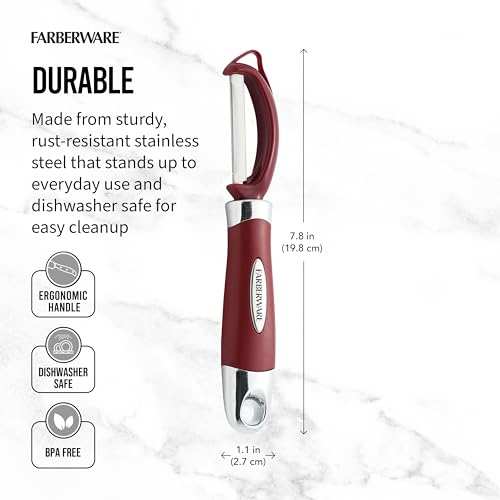 Professional Euro Vegetable Peeler with Ergonomic Handle (Red / 7.87 x 1.18 inches)