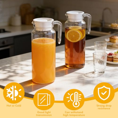 4 Pcs Acrylic Water Pitcher with Lid (37 oz / round)