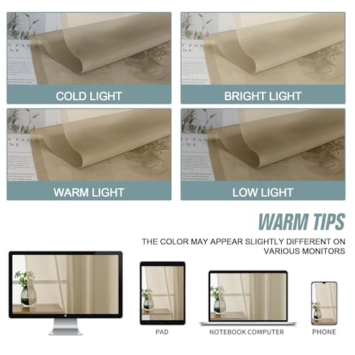 Taupe Window Sheer Curtains 45 Inches Length (42"W x 45"L (Pack of 2) / Taupe)