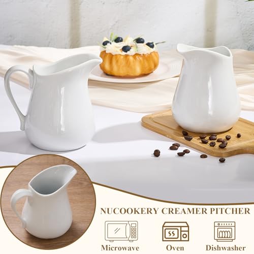 2 Pcs 16 oz Ceramic Creamer Pitcher with Handle (16 oz)