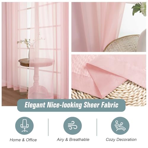 Blush Pink Window Sheer Curtains 54 inch Length (42"W x 54"L (Pack of 2) / Blush Pink)