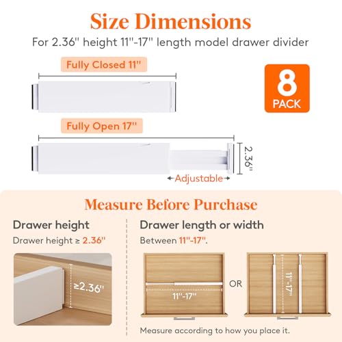 2.36" Upgrade Kitchen Drawer Dividers (2.36"H, 11-17"L)
