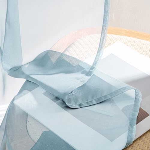 Sky Blue Sheer Curtains 84 Inches Long 4 Panels 42 x 84 Inches (42"W x 84"L (Pack of 4) / Sky Blue)