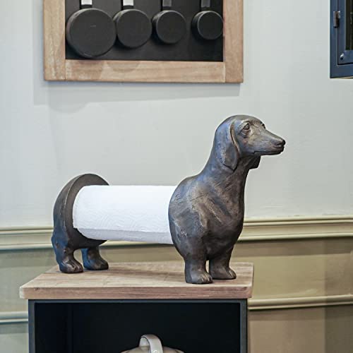 Vintage Dachshund Dog Paper Towel Holder Black Wiener Dog Tissue Towel Display Stand Freestanding Animal Toilet Paper Holder for Kitchen Countertop Home Decor
