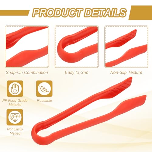 12 Pcs Toaster Tongs (8 Inch / Red)
