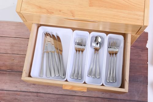 25 PCS White Drawer Organizer Set (White)