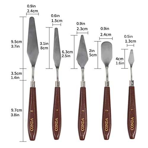 Palette Knife Painting Stainless Steel Spatula Palette Knife Oil Paint Metal Knives Wood Handle (5-Rot)