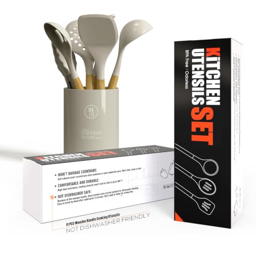 Silicone Cooking Utensils Set (Khaki)