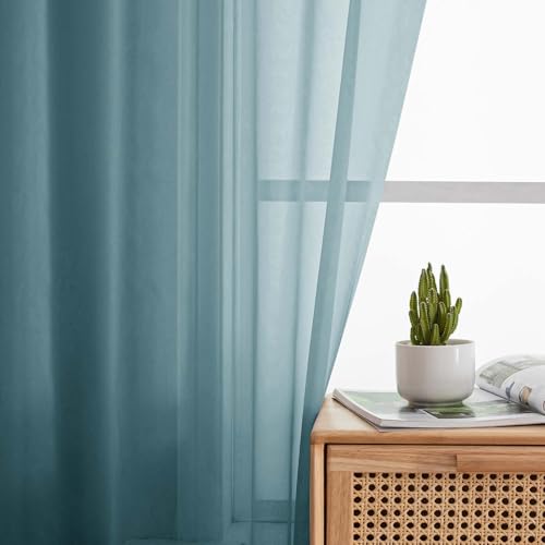 Cafe Curtains 36 Inch Length Tier 2 Pieces (Dusty Blue / 42"W x 36"L (Pack of 2))