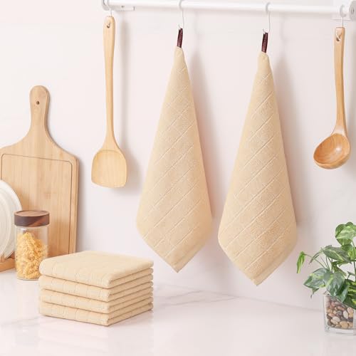 100% Cotton Terry Kitchen Dish Cloths (Apricot / 12 X 12 - 12 Pack)