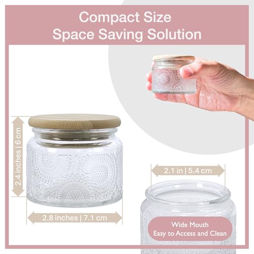 4 oz Decorative Small Glass Jars with Airtight Bamboo Lids (Clear / 4 fl. oz)