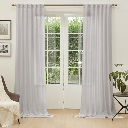 108 Inches Long Ceiling Curtains (50"W x 108"L (Pack of 2) / Light Grey)