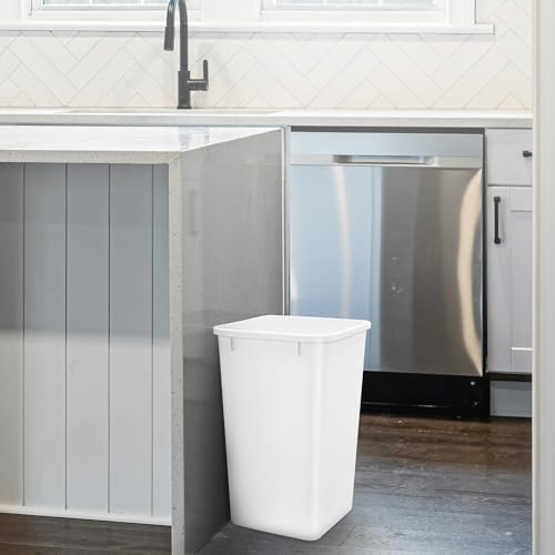 Double Pullout Garbage Trash Cans for Kitchen Cabinets (2 Pack / White)