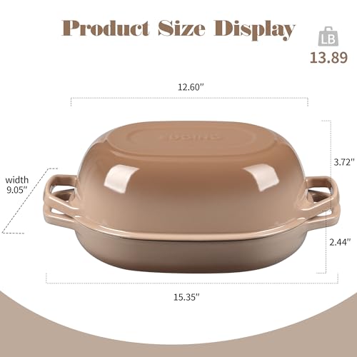 Enameled Cast Iron Oval Dutch Oven Pot with Lid (Mocha / 7 Quart)