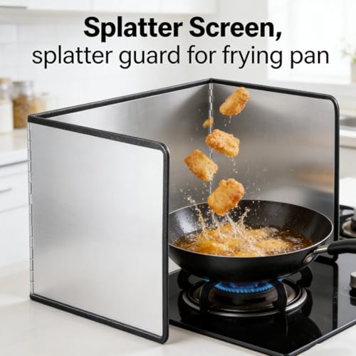 3 Sided Stainless Steel Grease Splatter Guard for Frying Pan