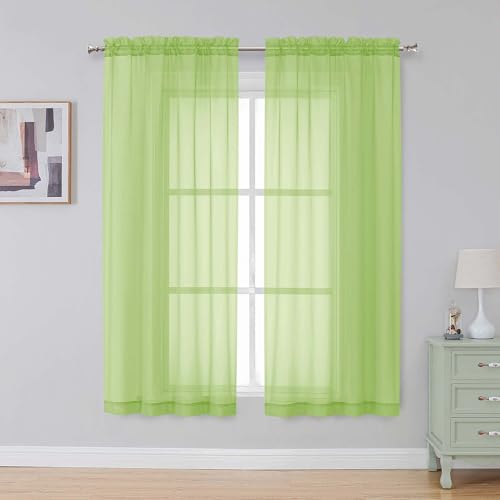 Lime Sheer Curtains 84 Inches Long (Lime / 42"W x 84"L (Pack of 2))