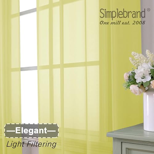 Lemon Sheer Curtains 96 Inches Long (Lemon / 42"W x 96"L (Pack of 2))