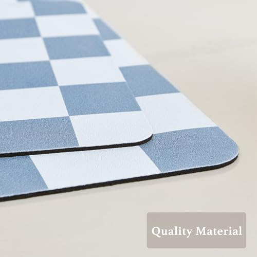 Checkered Dish Drying Mat for Kitchen Counter (Blue / 19" x 12")