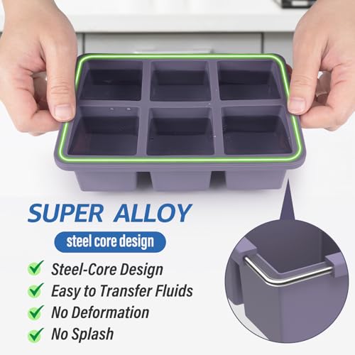 Large Silicone Ice Cube Trays with Lids (Purple+Purple)