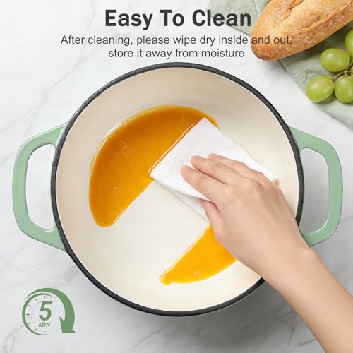 Enameled Cast Iron Dutch Oven Pot with Lid (Pistachio Green / 3 QT)