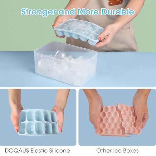 Ice Cube Tray with Lid and Bin (Lake Blue / 8.2*4.5*3.6'' - 4 Pack)