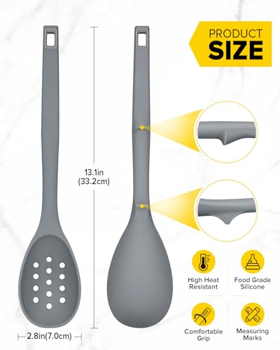 Pack of 2 Silicone Cooking Spoons (Gray)