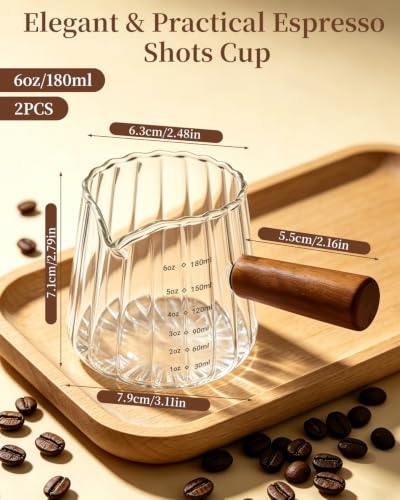 2 PCS Espresso Measuring Cup 6 Oz (Clear)
