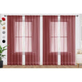 Burgundy Sheer Curtains 4 Panels Rod Pocket Semi (Burgundy / 52"W x 72"L (Pack of 4))
