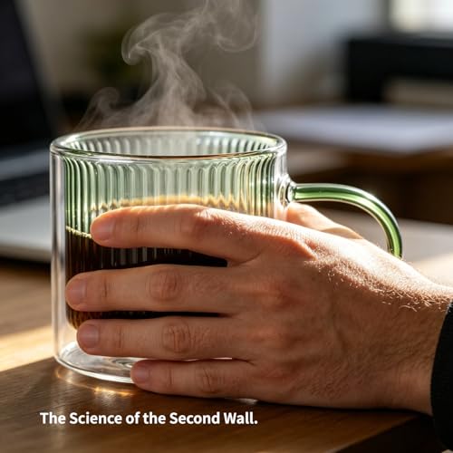 Double Wall Glass Coffee Mug with Handle (Gray)