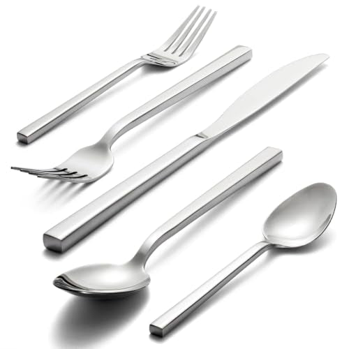 Cube 20 Piece Forged Flatware Set (Silver / 20 pieces for 4)