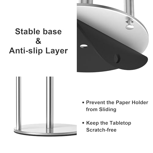 Paper Towel Holder Silver Stainless Steel Kitchen Countertop Roll Organizer (Silver)