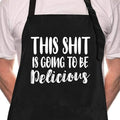 Funny Black Chef Aprons for Men Adjustable BBQ Kitchen Cooking Apron (This Shit is Going)