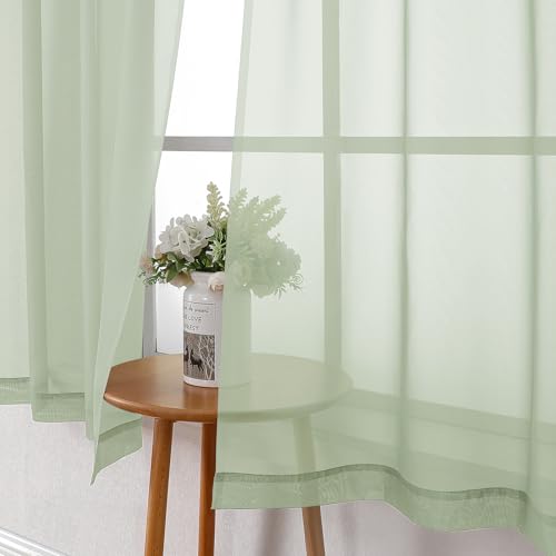 Light Green Sheer Curtains 78 Inches Long 2 Panels (Light Green / 42"W x 78"L (Pack of 2))