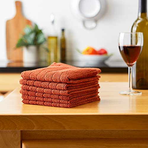 Basic Terry Collection Solid Windowpane Dishcloth Set (Cinnamon / 12x12")