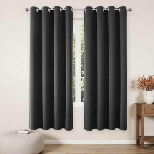 Blackout Curtains 63 Inch Length 2 Panels Set (Grey / 52"W x 63"L (Pack of 2))