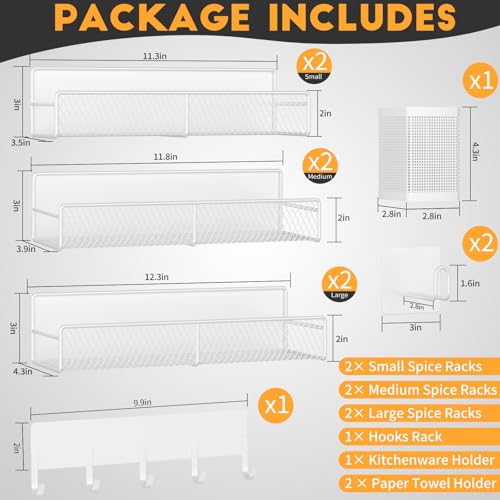 Magnetic Spice Rack for Refrigerator (White / 10 Pack)